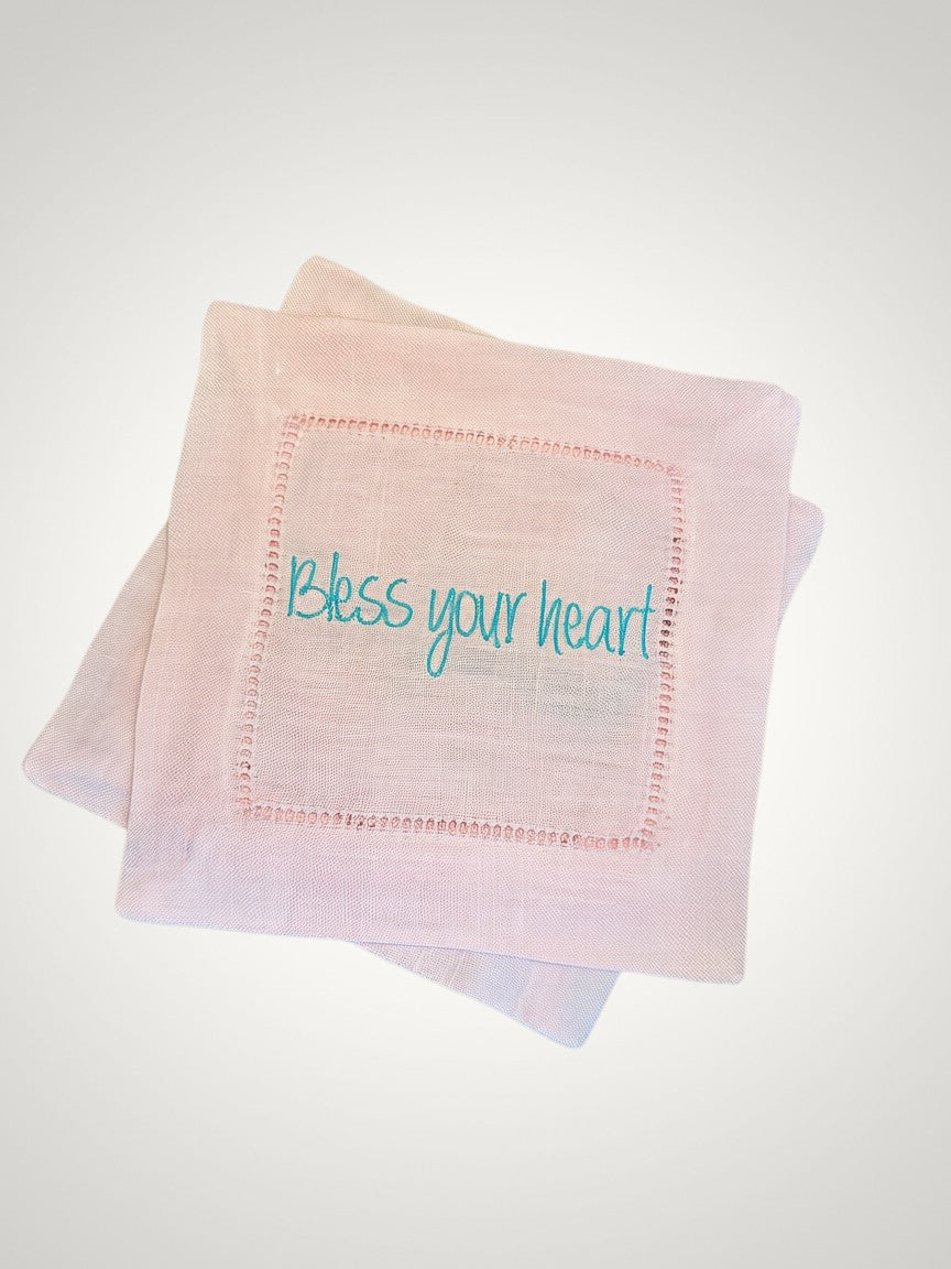 Bless Your Heart Embroidered Cocktail Napkins