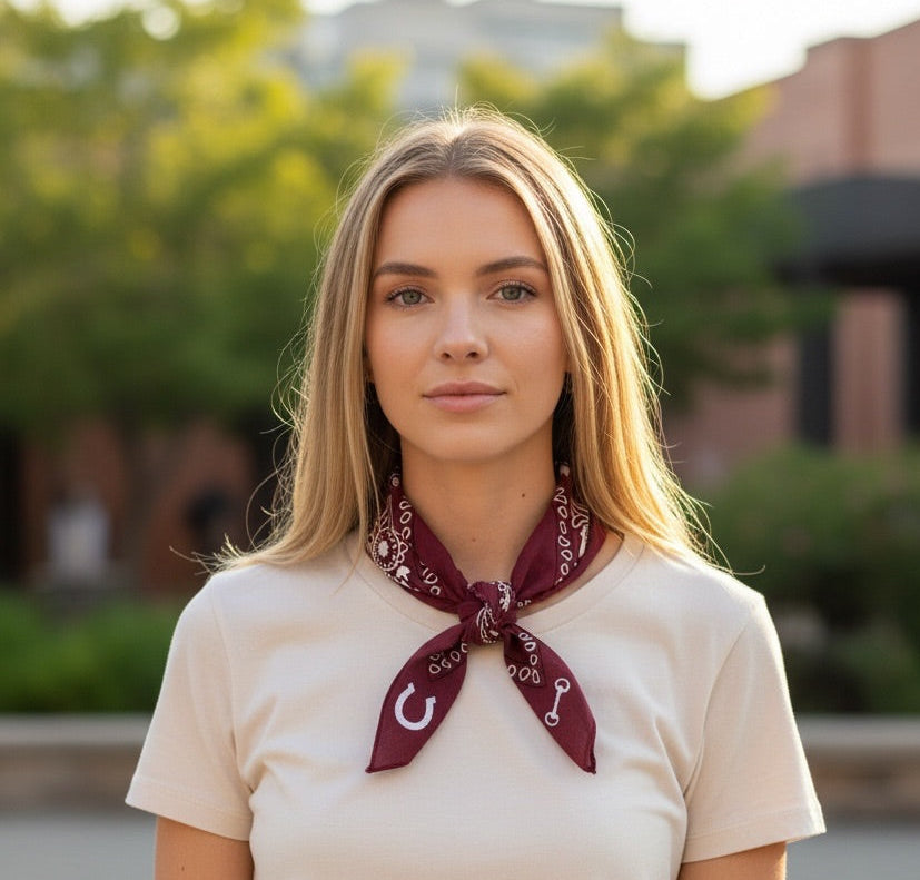 Embroidered Maroon Bandana Scarf